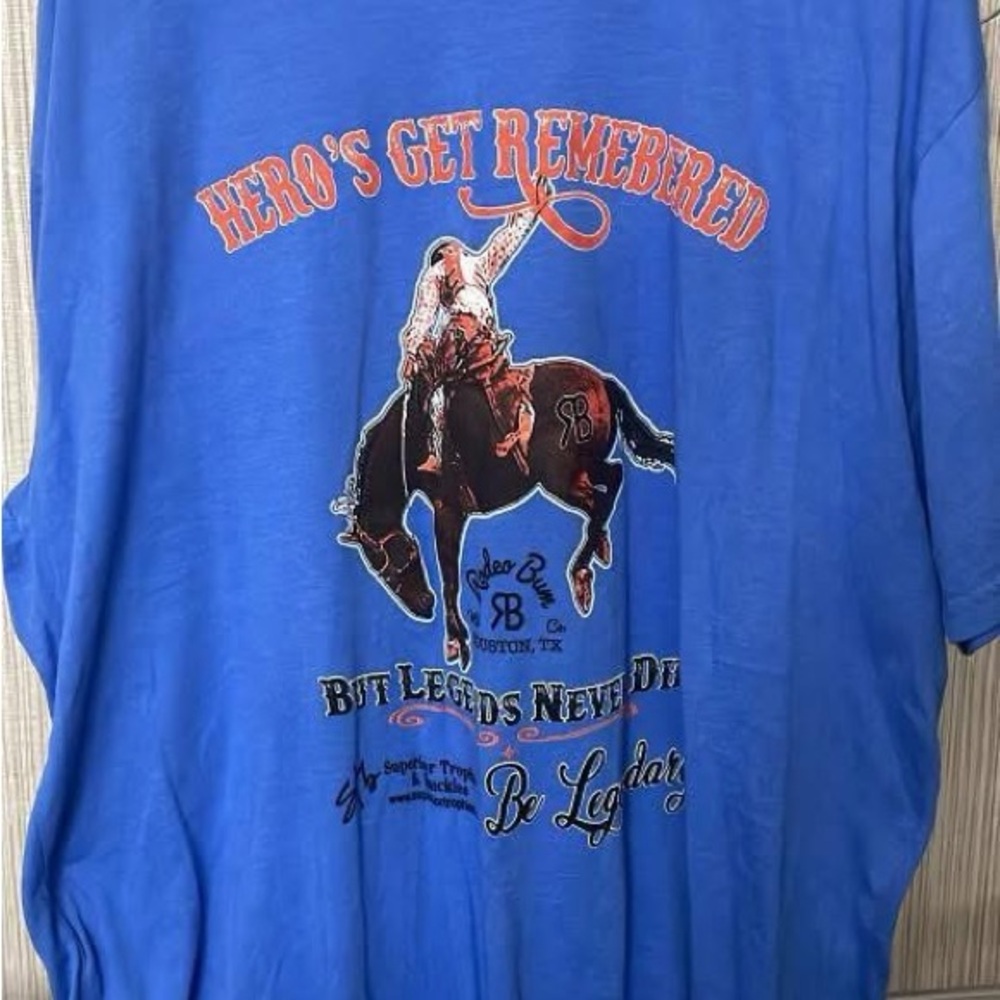 Blue Graphic T-Shirt with Rodeo Design